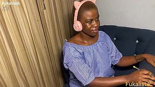 Naughty ebony student has maths homework lesson with black teacher