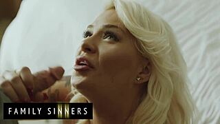 Family Sinners - Busty Milf Plays With Her Pussy While Waiting For Her Daughters Husband To Come And Fuck Her