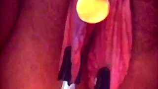 big pink pussy lips dangled and stretched with weights