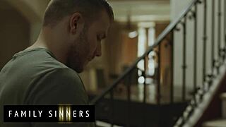 Family Sinners - Busty Milf Plays With Her Pussy While Waiting For Her Daughters Husband To Come And Fuck Her