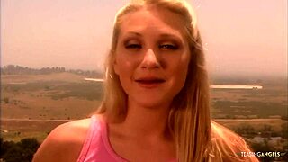 Blonde babe with small tits gets eaten, fingered, and fucked outdoor in hardcore scene