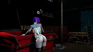 Cyberpunk slut's tight anal gets pounded in public 😈