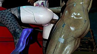 Cyberpunk slut's tight anal gets pounded in public 😈