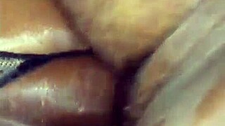 Oiled up my black ass and took his big dick deep in this fat pussy