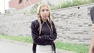 Chica cachonda begs for cocks on the street part 2