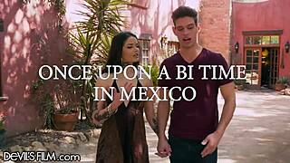 Devilsfilm Vanessa Vega Deepthroats into Bi 3-Way