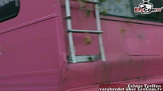 Slender german milf hitchhiker picked up for sex in the car