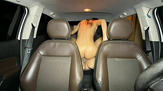 inside the car, it's really hot with this cute latina teen in lingerie getting interviewed