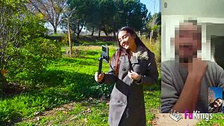 Allison Sweet, Colombian beauty, hunts for a cock online and flashes her tits on the street.