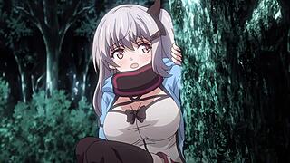 Busty hentai babe moans during monster fuck