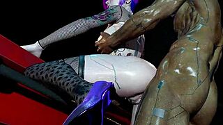 Cyberpunk slut's tight anal gets pounded in public 😈