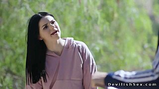 brunette babe meets handsome coach