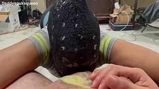 Ebony slave indulges in orange creamsicle and sloppy rimming