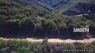 brunette babe meets handsome coach