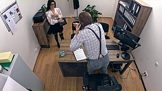 Loan4k Brunette's Soaked T-Shirt Leads to Rough Office Sex and Wet Pussy Action