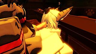 Shark girl is having a good time with uhhhh herself in Roblox