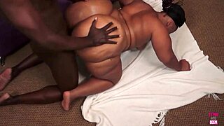 the huge ass of the fat ebony girl swallows the big cock with ease