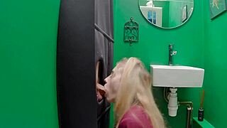 hey, that gloryhole teen sucks cock so well