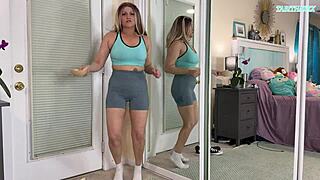 sexy milf gym workout clothes try on haul - sfw - tabithaxxx