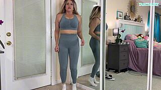 sexy milf gym workout clothes try on haul - sfw - tabithaxxx