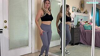sexy milf gym workout clothes try on haul - sfw - tabithaxxx