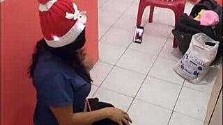 Horny Nurse Shows Ass in Hospital