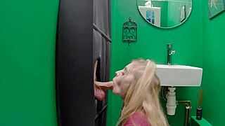 hey, that gloryhole teen sucks cock so well
