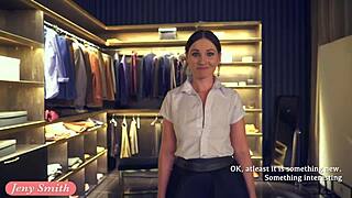 close friend jeny smith teases man in clothing store