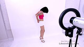 cute brunette teen can suck big cock in studio, it's so rough and horny