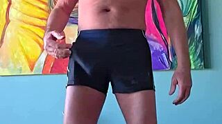 Pervy Papifachero Loves Muscle Shorts Grabbing His Cock Cum Tanks