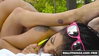 Blonde teen oiled for pov cock