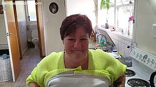 kiwi milf sub slurps up the wine after her master spills it everywhere