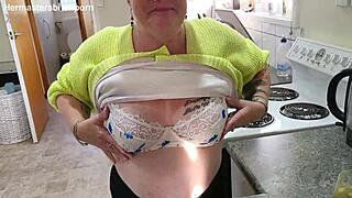 kiwi milf sub slurps up the wine after her master spills it everywhere