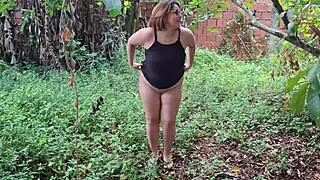I feel so free dancing naked outside in the garden with my big ass latina body