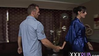 Perfect ass masseuse sucks big cock before getting her tight pussy fucked.