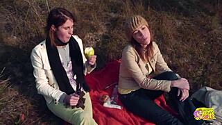 Outdoor Picnic Sparks Lesbian Strapon Sex