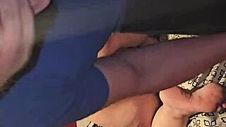 Five months pregnant MILF eats cum and fills her holes