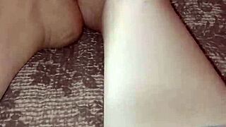 Gretala rubs thong on bare feet intensely