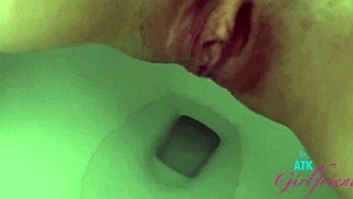 student amber angel pisses takes cock deep in her pussy and gets creampie braces