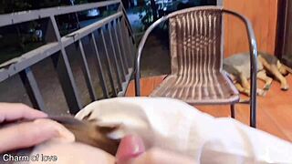 Teacher Bends Over Female Student For Balcony Fuck Outside