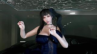 tifa lockhart dances nude in final fantasy style, shaking her body