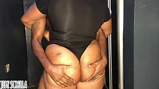 Curvy lady receives doggy style pounding with large black cock