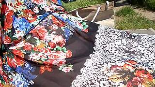 Hairy Mature Flashes in Transparent Dress