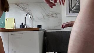 Cute Teen Uses Tight Pussy For Kitchen Creampie