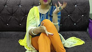 Stepbrother teaches stepsister Hindi sex lesson