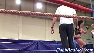 wild eurobabes engage in intense wrestling match