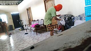 i caught my stepmother resting on the sofa and fucked her like a whore