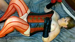 Steampunk grannys engage in fingering and cunnilingus until they cum.