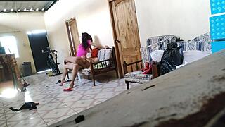 i caught my stepmother resting on the sofa and fucked her like a whore