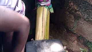 Sexy forest performance featuring intense cumshot on ass